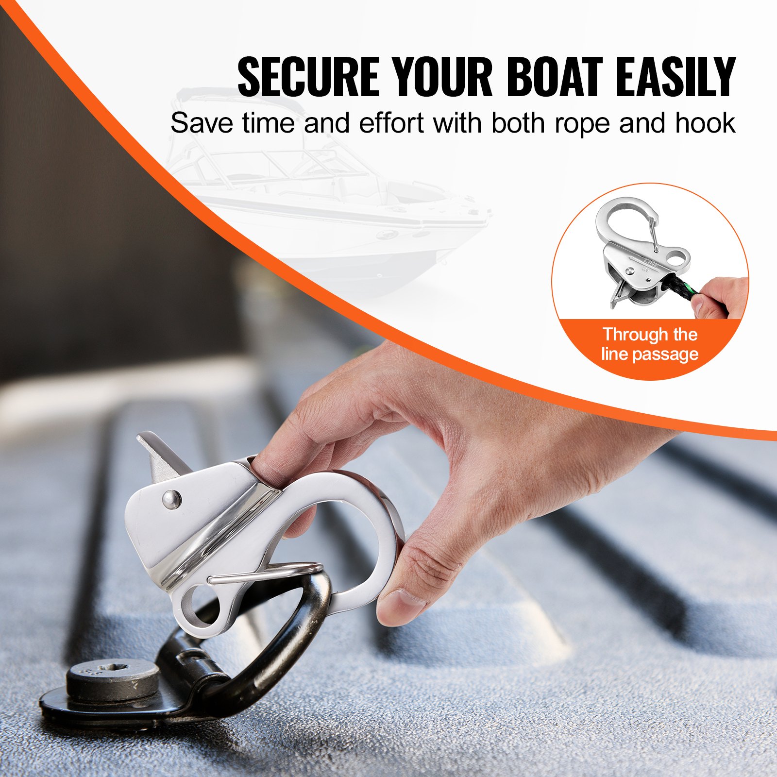 VEVOR Boat Anchor Hook, 304 Stainless Steel Slide Anchor, Knotless ...