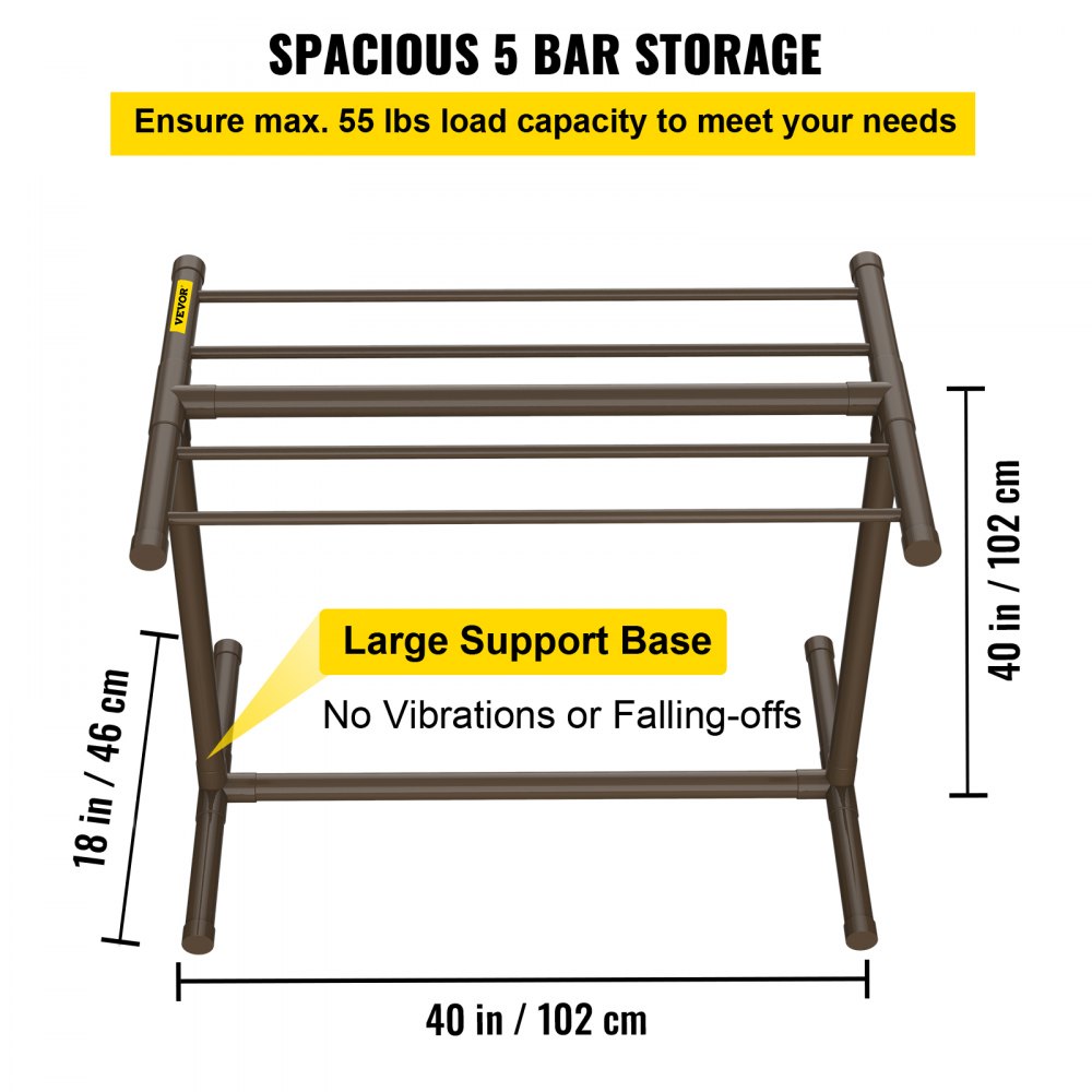 VEVOR Pool Towel Rack, 5 Bar, Brown, Freestanding Outdoor PVC T-Shape ...