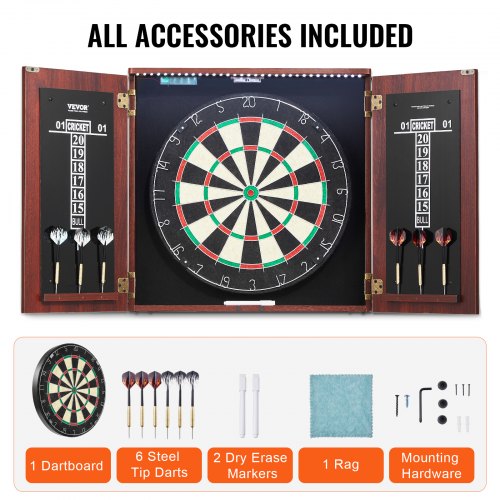 VEVOR Dartboard with Cabinet — 18” Sisal Fiber Retro Design