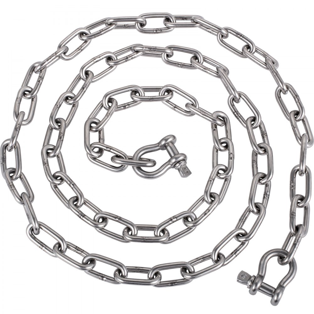 VEVOR Anchor Chain, 10 ft x 5/16 in 316 Stainless Steel Chain, 3/8