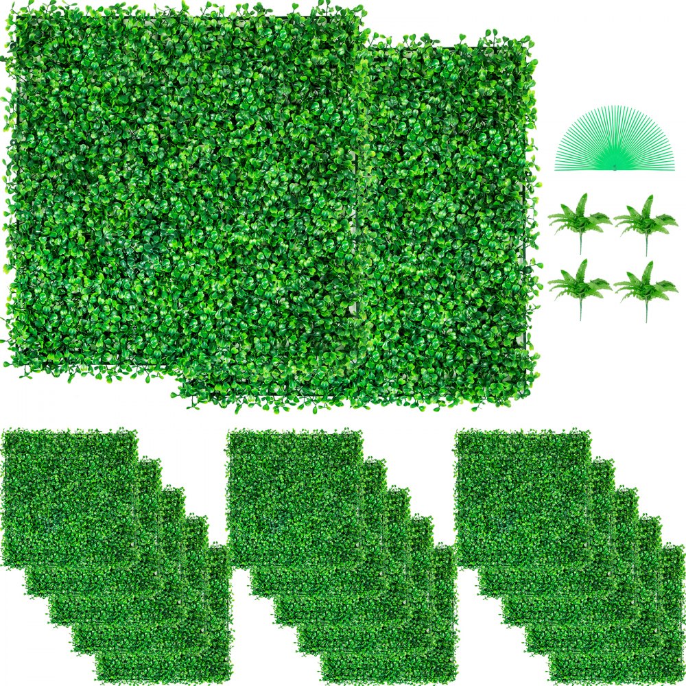 VEVOR Artificial Boxwood Panel UV 48pcs Boxwood Hedge Wall Panels ...