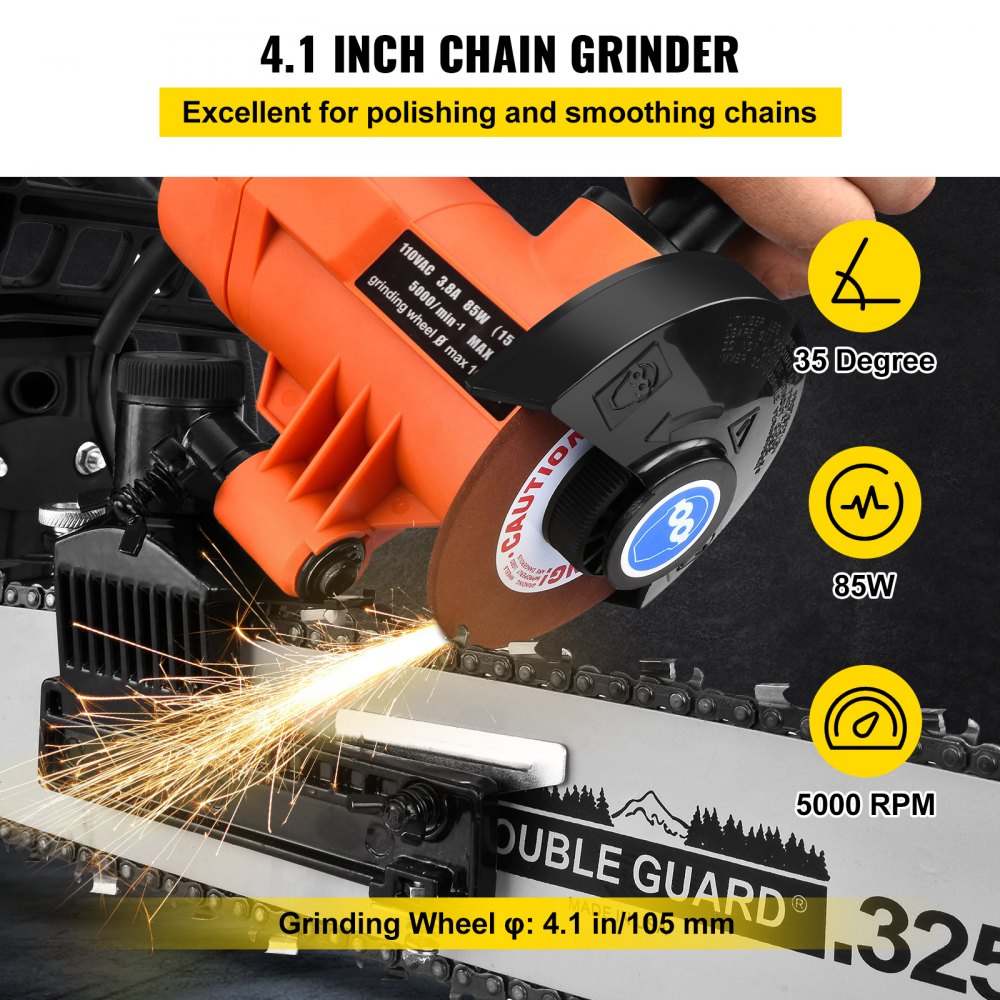 VEVOR Chain Grinder, 110V 85W Chainsaw Grinder, Multi-Angle Adjustable ...