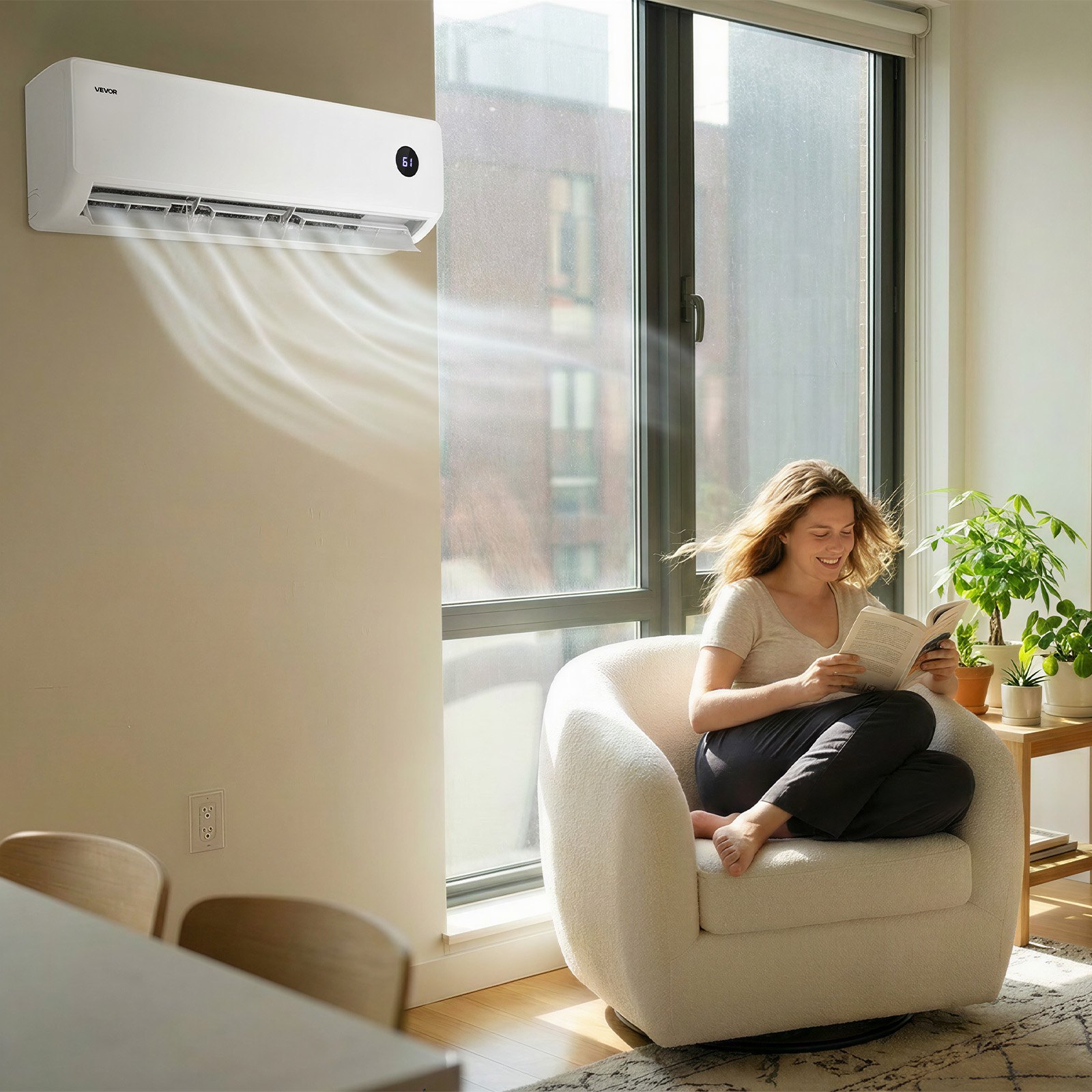 VEVOR Mini Split Air Conditioner, 18,000 BTU AC / 18,400 BTU Heat, 230V ...