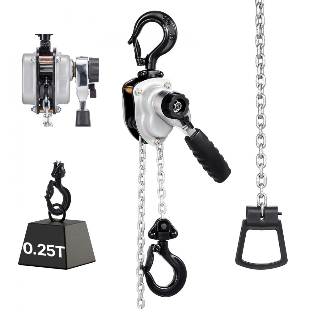VEVOR 1/4 Ton Lever Chain Hoist – G80, 10FT, 360° Hook
