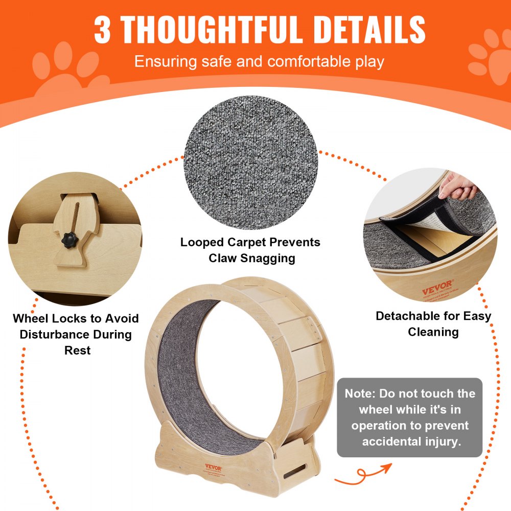 VEVOR Cat Exercise Wheel, Large Cat Treadmill Wheel for Indoor Cats, 29 ...