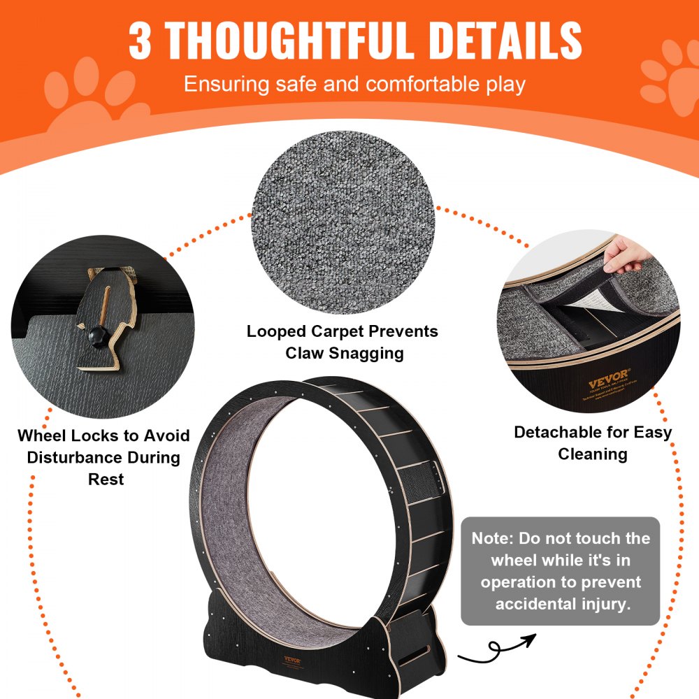 VEVOR Cat Exercise Wheel, Large Cat Treadmill Wheel for Indoor Cats, 43 ...