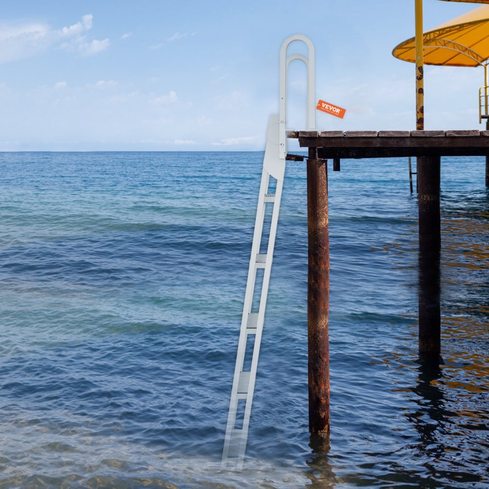VEVOR Dock Ladder Flip Up 5 Steps, 350lbs Load Capacity, Aluminum ...