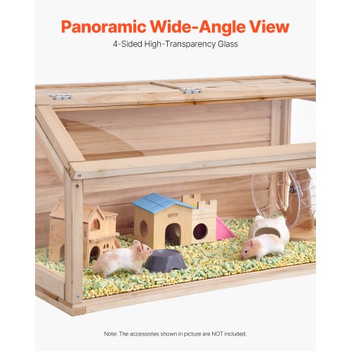 Picture of Wooden Hamster Cage Habitat 40 in Clear Mice Rodents Small Animals Cage ...