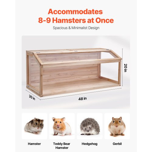 Image showcasing Wooden Hamster Cage Habitat 48 in Clear Mice Rodents Small Animals Cage ...