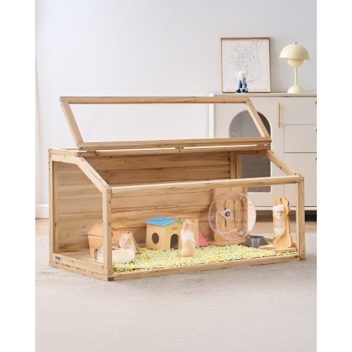 Wooden Hamster Cage Habitat 48 in Clear Mice Rodents Small Animals Cage ...