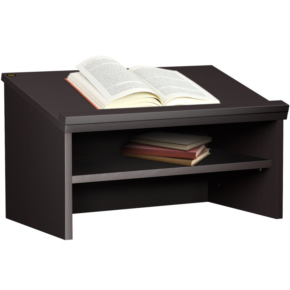 VEVOR Table Top Lectern, 60 x 51 cm, Tabletop Podiums w/ Open Storage ...