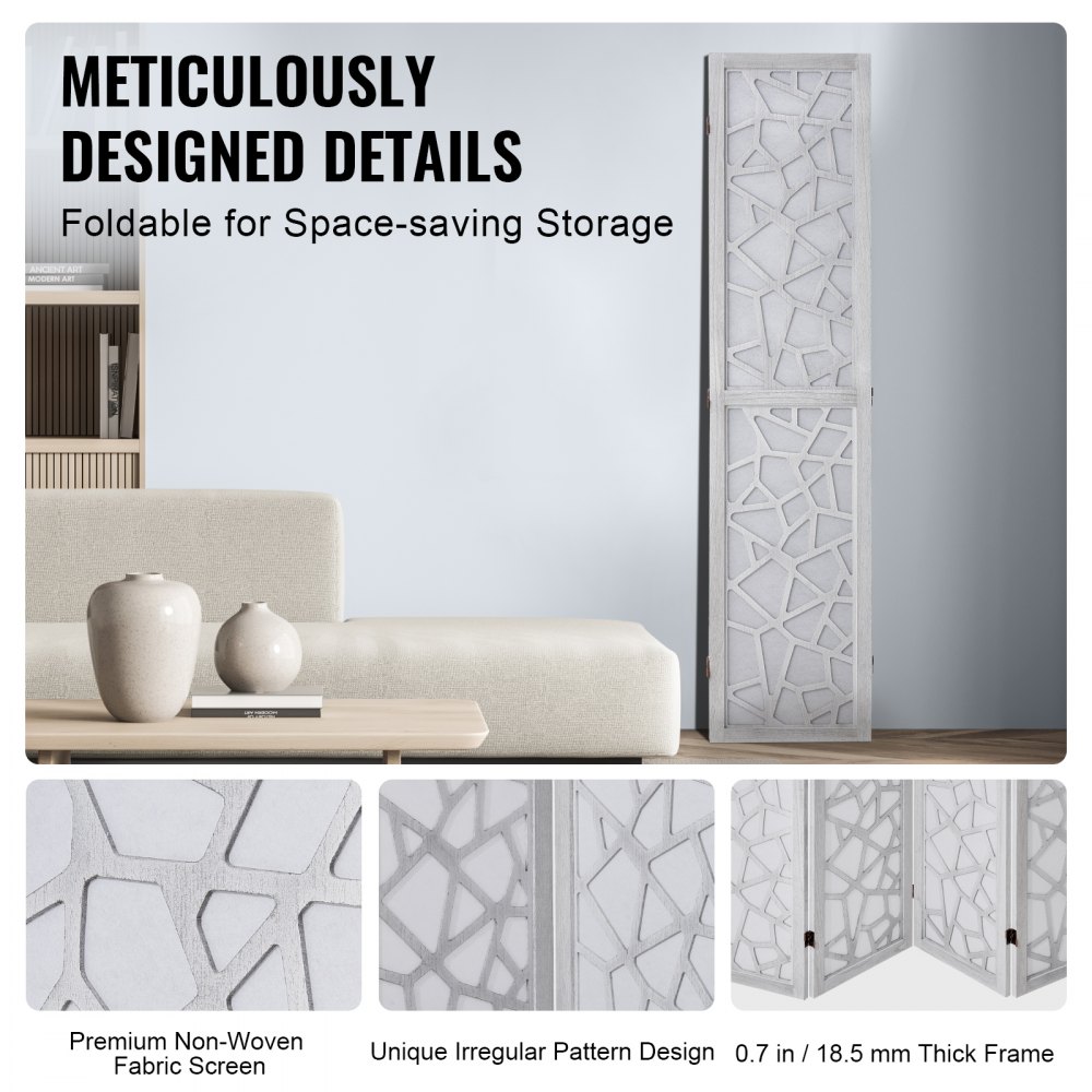 Dřevěná dělicí zástěna VEVOR, 4panelová dřevěná skládací zástěna na ochranu soukromí, vysoká 66,9 palce, vnitřní vyřezávaná dřevěná příčka, přenosná dekorační zástěna, pro oddělení místností, domov, kancelář, restauraci a ložnici - miniatura 5