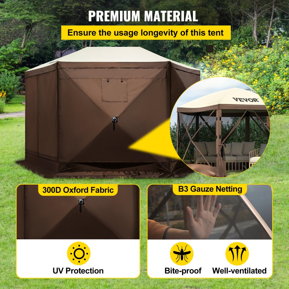 VEVOR VEVOR Gazebo Screen Tent, 10 x 10 ft, 6 Sided Pop-up Camping ...