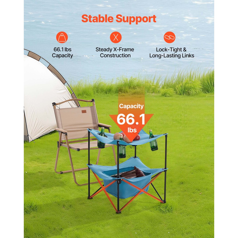 VEVOR Folding Camping Table, Portable Outdoor Lightweight Picnic Table ...