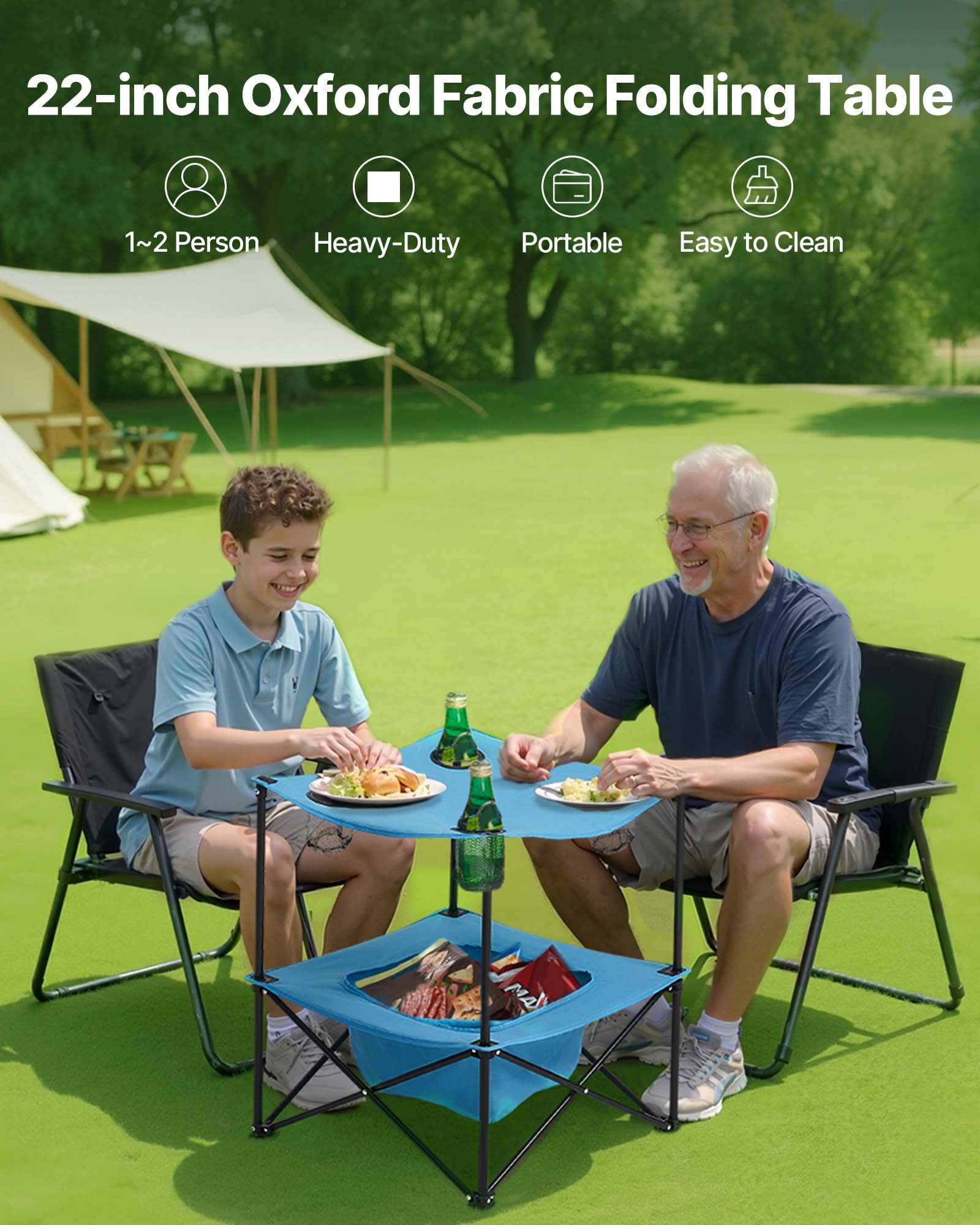 VEVOR Folding Camping Table, Portable Outdoor Lightweight Picnic Table ...