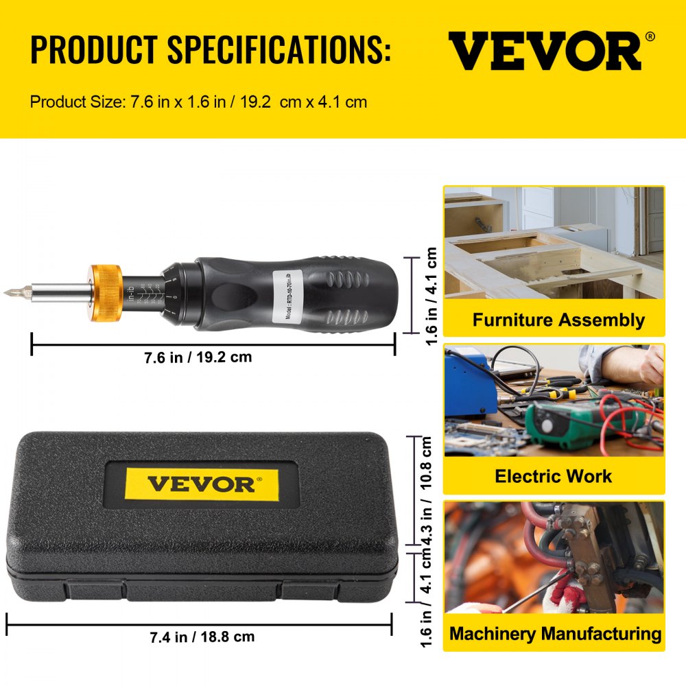 VEVOR Torque Screwdriver, 1/4" Drive Screwdriver Torque Wrench, Torque