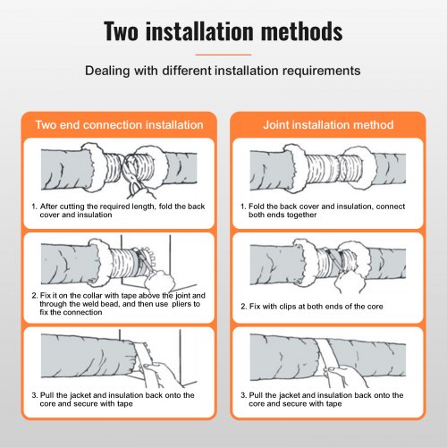 VEVOR Dryer Vent Hose, 6'' Insulated Flexible Duct 25FT Long with 2 Duct Clamps, Heavy-Duty Three Layer Protection for HVAC Heating Cooling Ventilation and Exhaust, R-4.2 Flame Resistance Value main image 1
