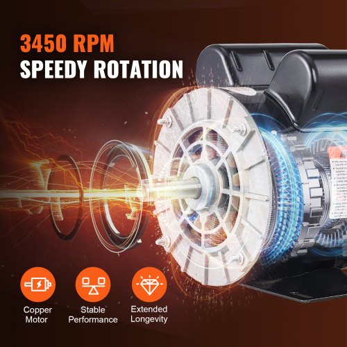 VEVOR 2 HP Air Compressor Motor – 115/230V, 3450RPM