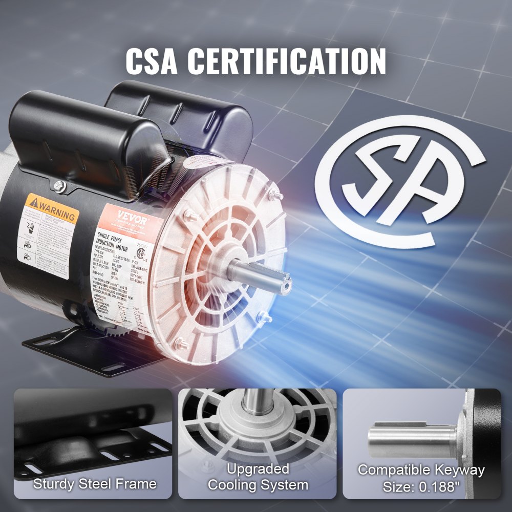 Split Type Compressor Motor 2HP SPL Air Compressor Motor 115/230V 20/10A 3450RPM 56 Frame CW/CCW ...