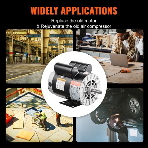 5HP SPL Air Compressor Motor 230V 17.6A 3450RPM 56 Frame CW/CCW ...