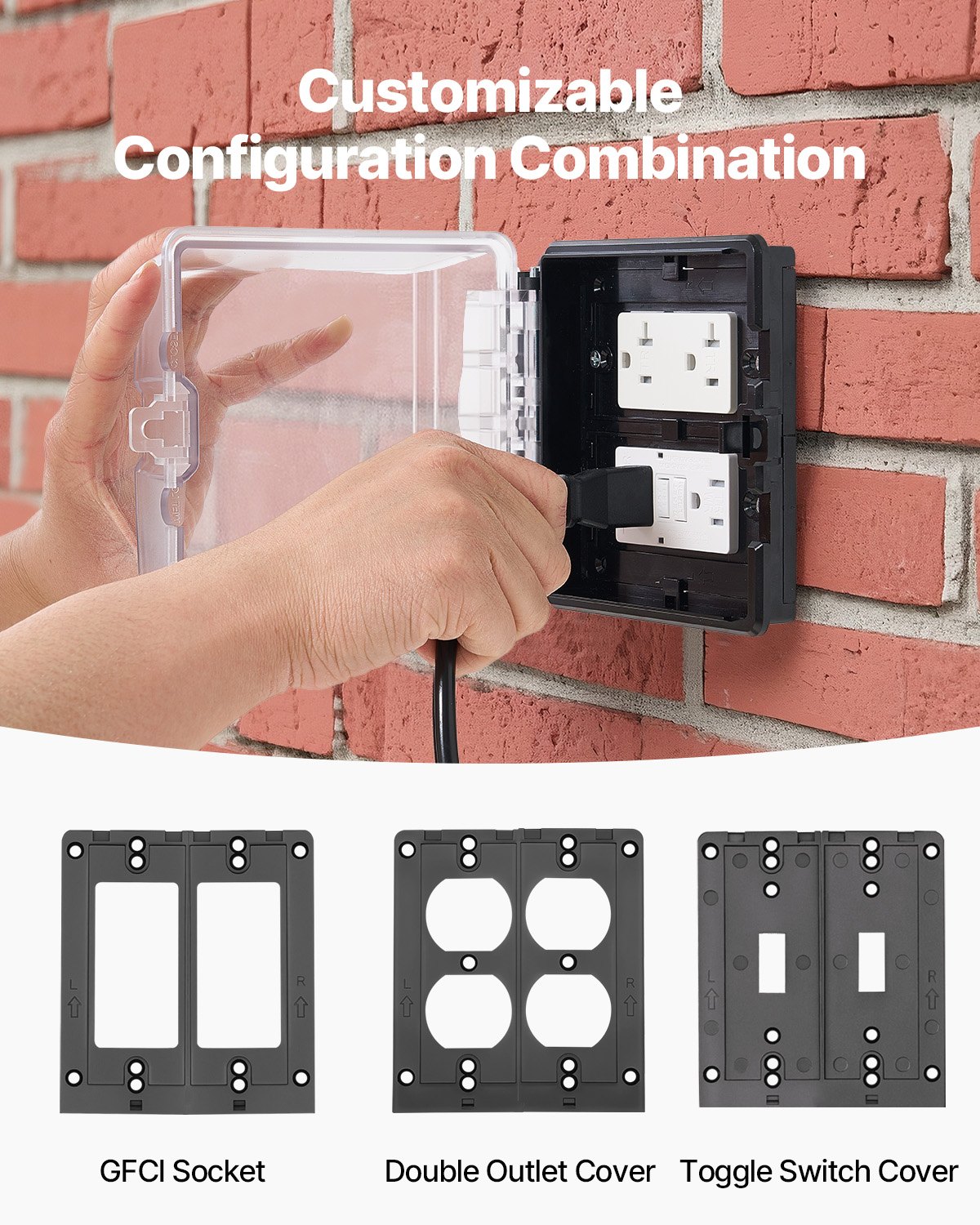 VEVOR Outdoor Outlet Cover, 2-Gang Weatherproof Electrical Outlet Cover ...
