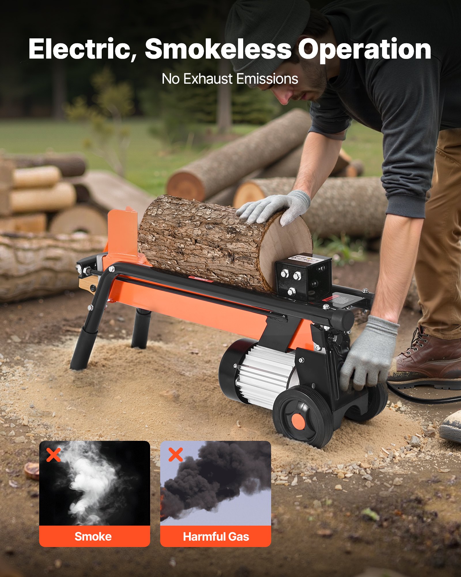 VEVOR Electric Log Splitter, 6.5 Tons Electric Wood Splitter, 1500W 15 ...