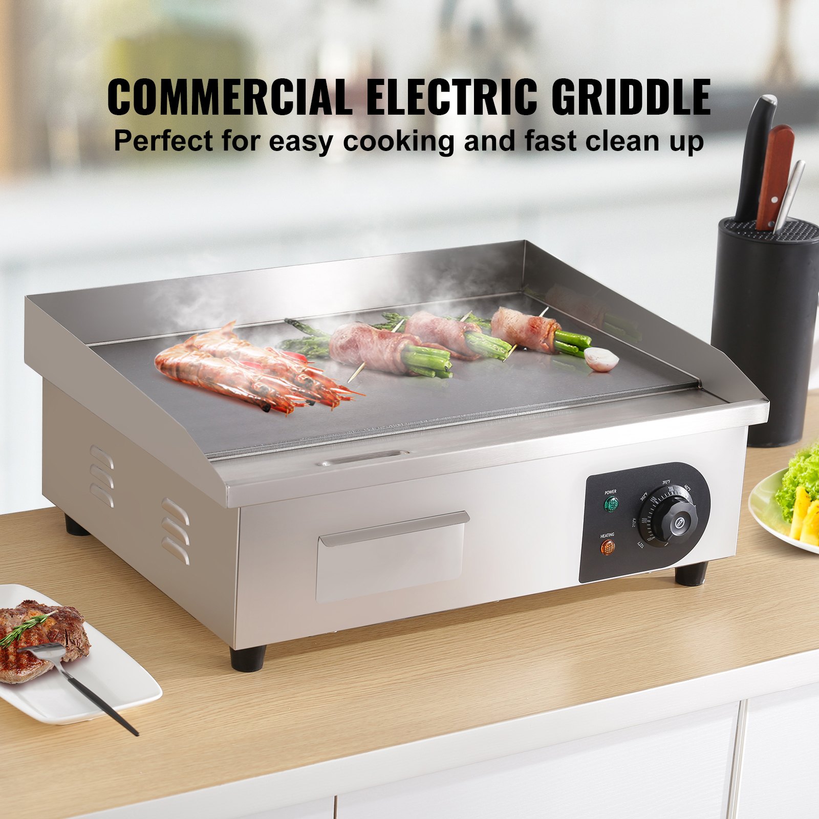 VEVOR 3000W 54cm Commercial Electric Countertop Griddle Flat Top Grill