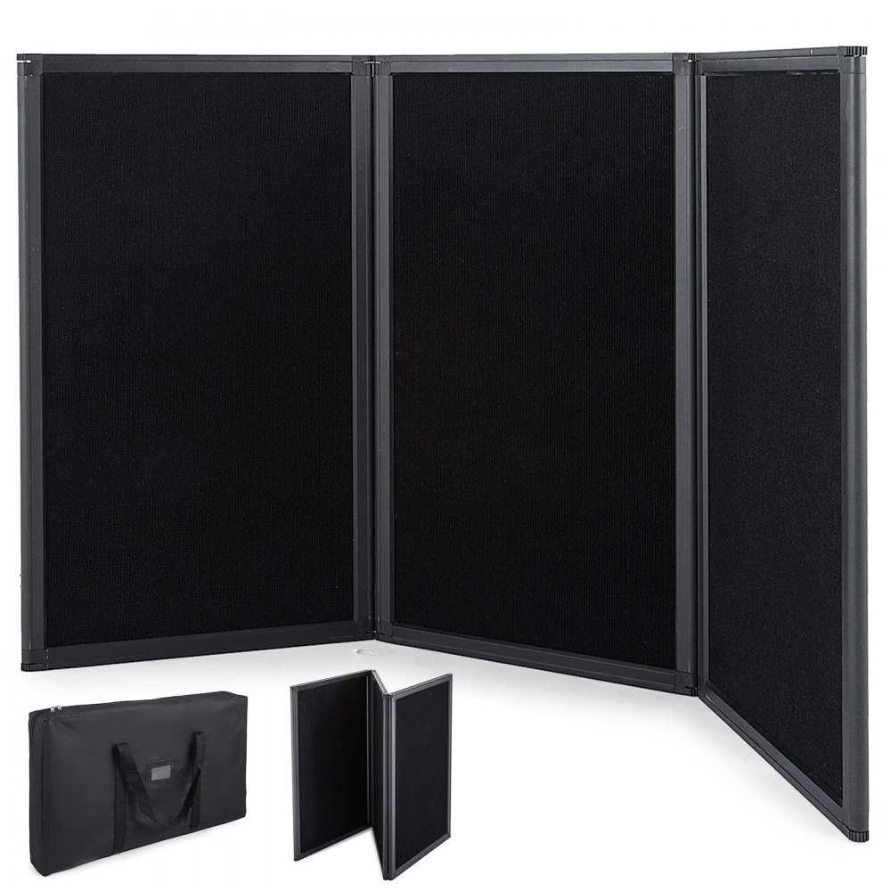 3 Panel Table Top Display - Tri-fold Presentation Board In Matte Black ...