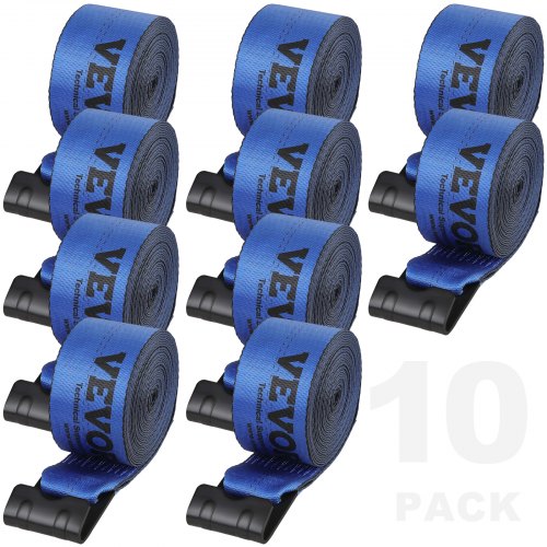10-Pack 4" X 40' Truck Winch Straps With Flat Hooks - 18,000 Lbs Break Strength