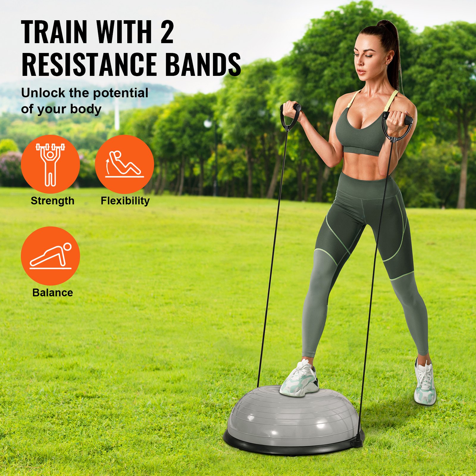 VEVOR Half Exercise Ball Trainer, 23 inch Balance Ball Trainer, 660lbs ...