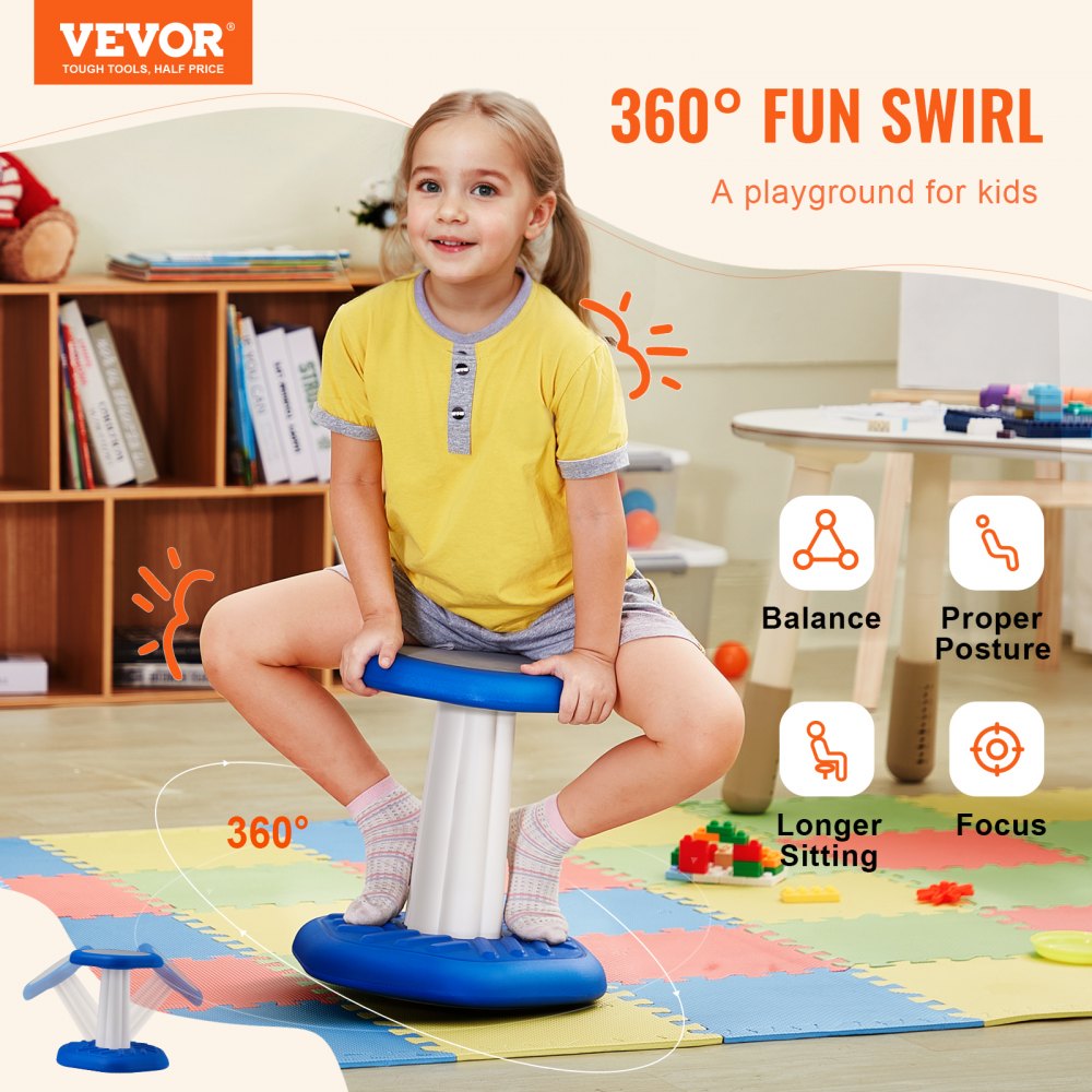 VEVOR Kids Wobble Chair Active Chair with Sponge Cushion for Age 3 7 Blue