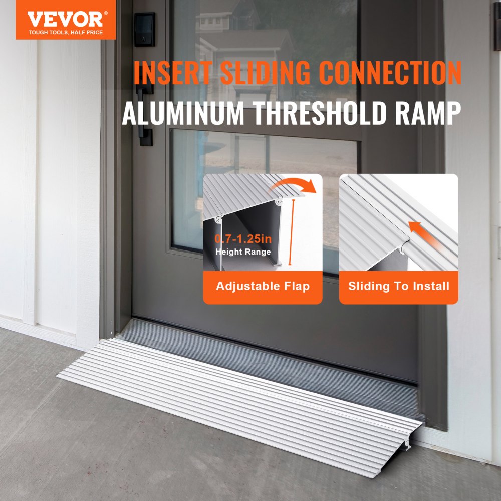 VEVOR Door Threshold Ramp, 2.5 cm Rise, 363 kg Load Capacity, Door Ramp ...