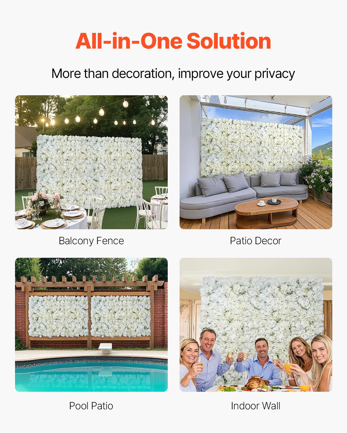 Backdrop Panel Backing VEVOR White Flower Wall — Perfect Wedding & Event Backdrop
