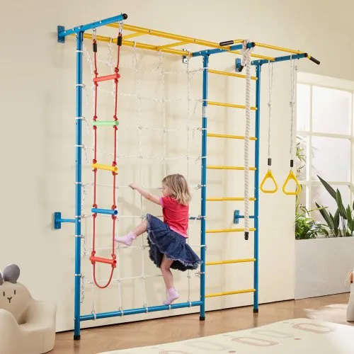 Children Exercise Rails Wall Gym for Kids 7 in 1 Steel Indoor Kids Gym for Exercise Climbing ...