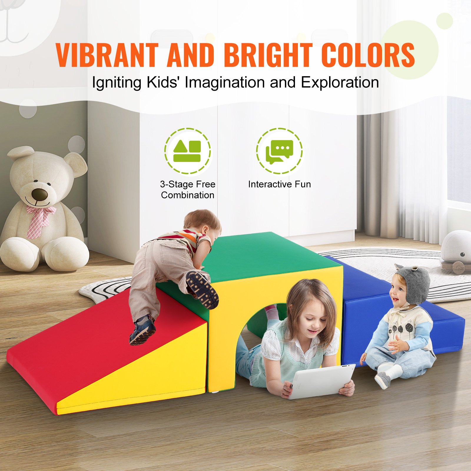 Produktbild von 4 Pieces Climbing Toys For Toddlers: Soft PU Leather Playset - Foam