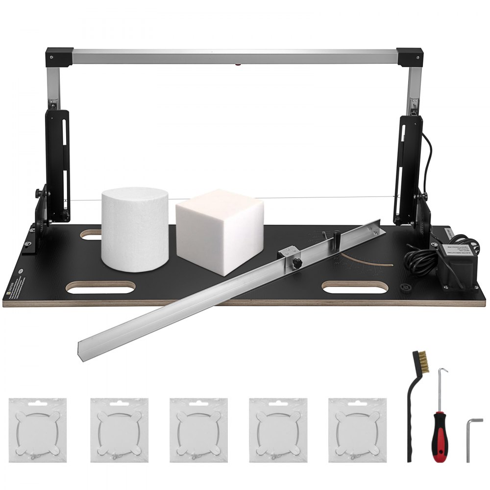 Desktop Styrofoam Cutting Machine 42 cm Max. Cut Thickness Foam Cutter 132 cm Max. Cut Length Hot Wire Foam Cutter 0-90° Styrofoam Cutter with Six Heating Wires for Cutting Foams Pearl Cotton