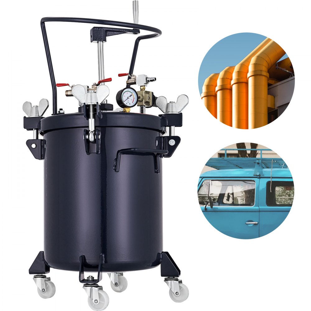 VEVOR Pressure Paint Pot 10 Gallon (40 liters) Pressure Pot Tank Spray  Paint Pressure Pot Tank with Manual Mixing Agitator Paint Tank (10Gal 40L 
