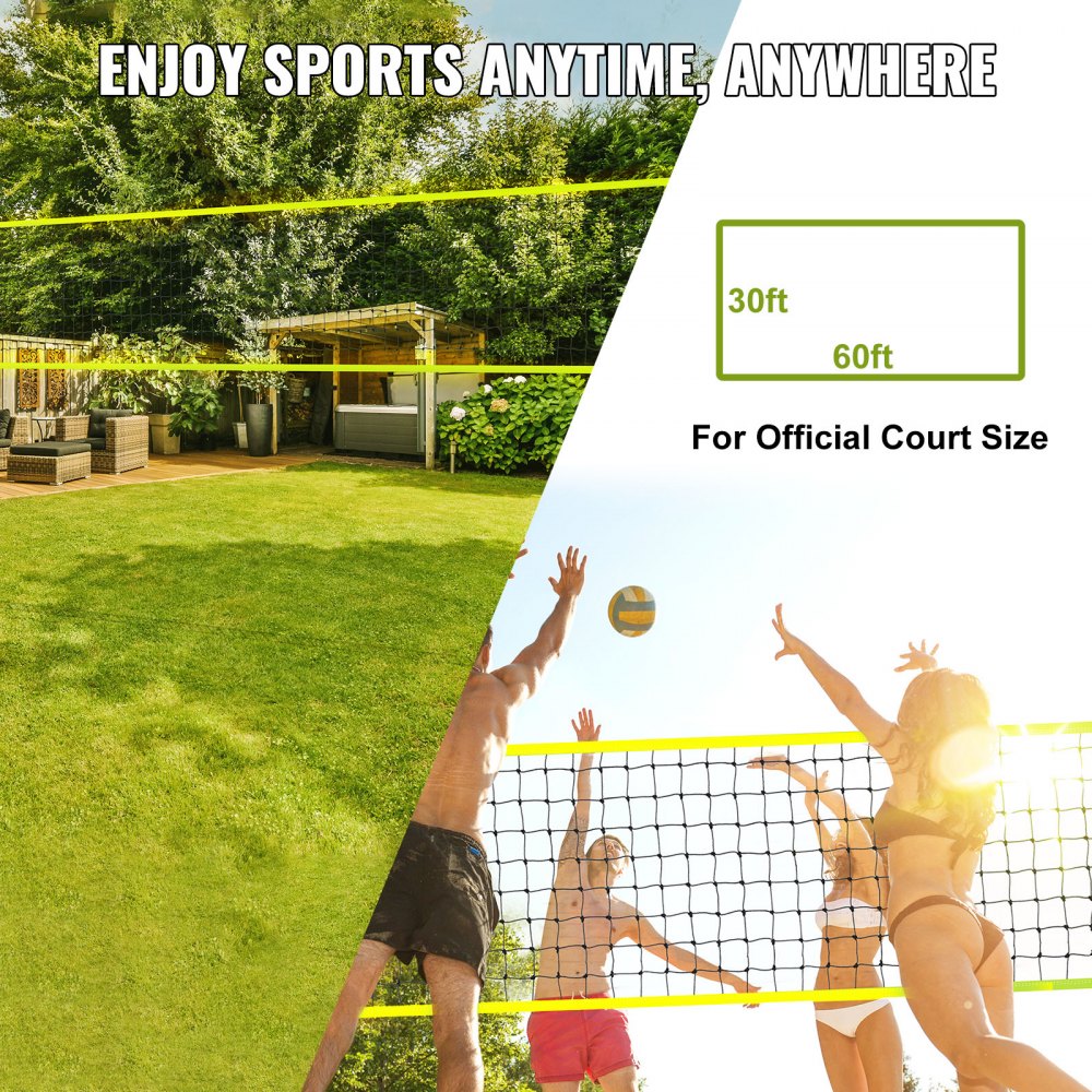 VEVOR Outdoor Portable Volleyball Net System, Adjustable Height Steel ...