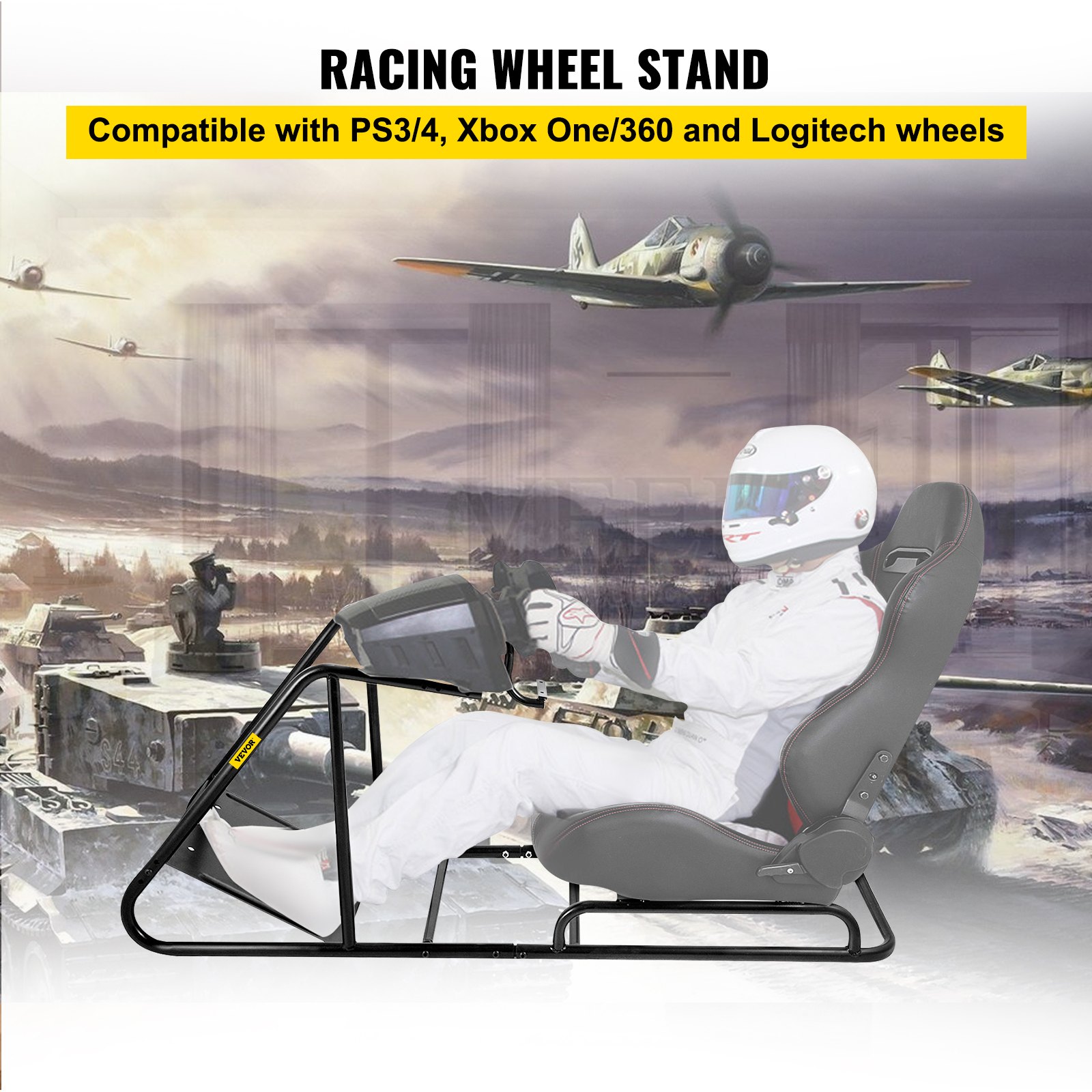 VEVOR Racing Simulator Stand Adjustable Steering Wheel Stand Carbon ...