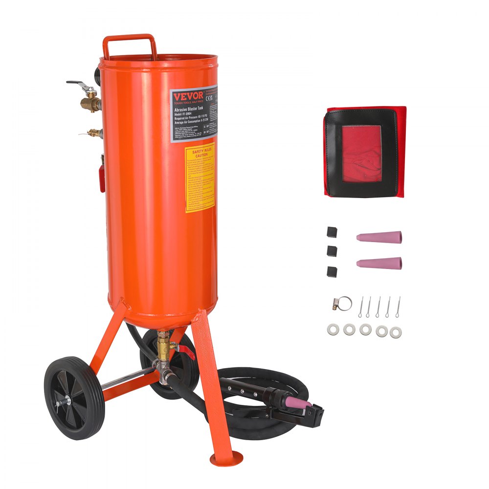 VEVOR 10 Gallon Heavy-Duty Sand Blaster 60-110 PSI with 2 Nozzles & 7 ...