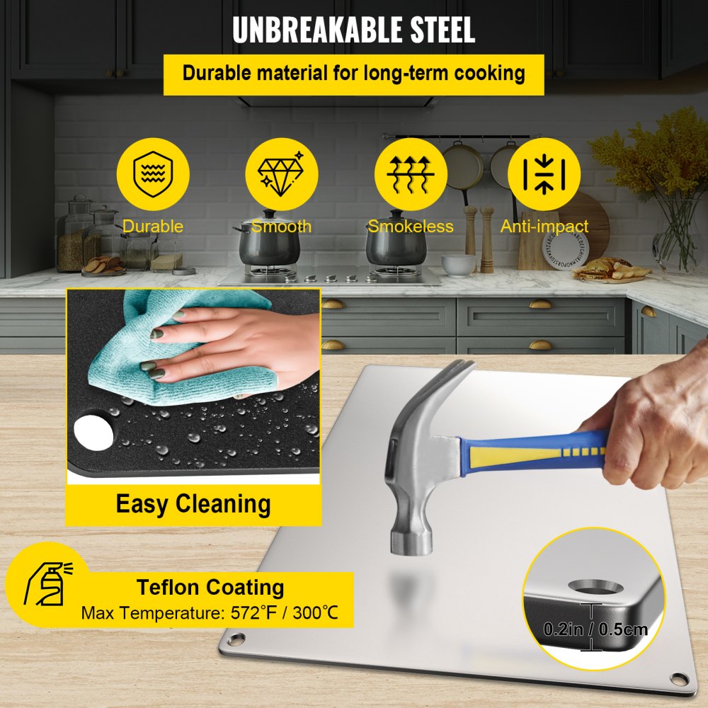 VEVOR Steel Pizza Stone for Oven, Steel Pizza Plate, A36 Steel Baking