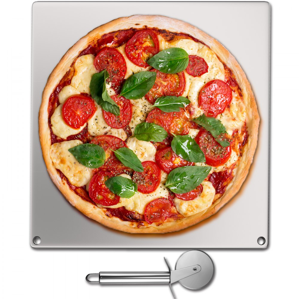 VEVOR Steel Pizza Stone, Solid Steel Baking Steel, 16" x 14" Steel Pizza Plate, 0.2" Thick Steel