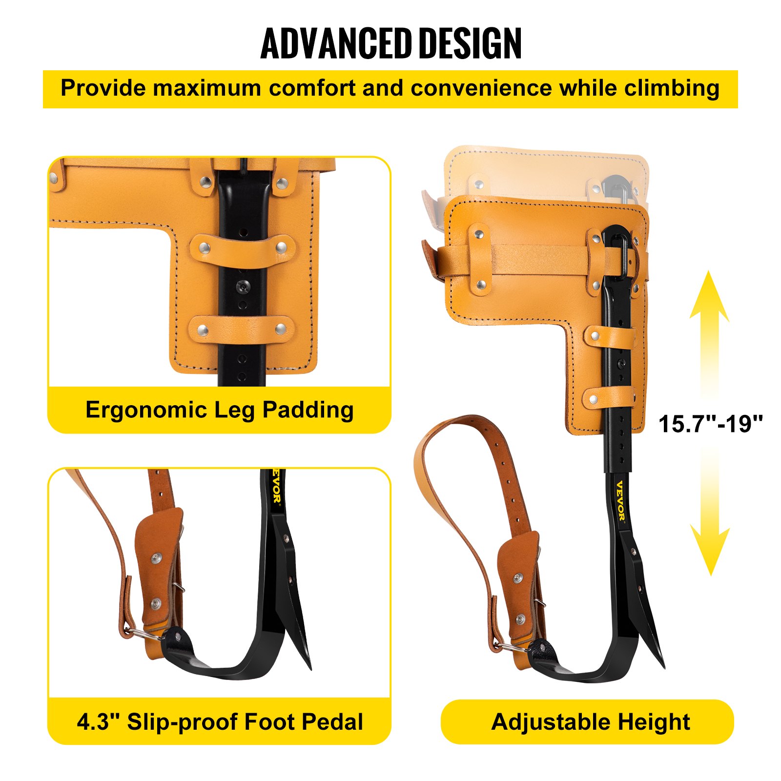 Evoke Gear Tree Climbing Spike Set - Adjustable Aluminum Spurs For Arborists & Tree Work