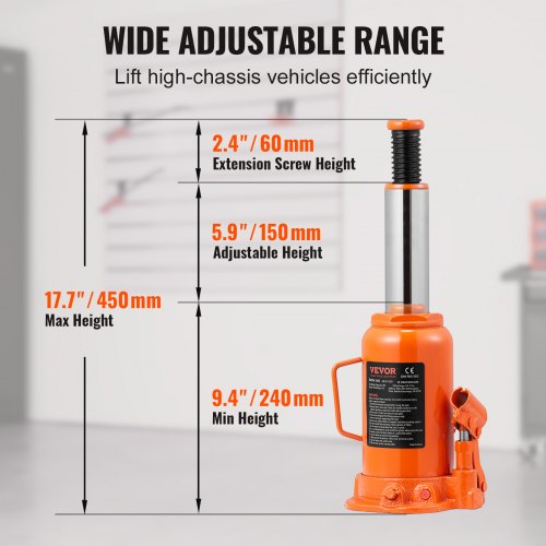 VEVOR Hydraulic Bottle Jack, 20 Ton/44092 LBS All Welded