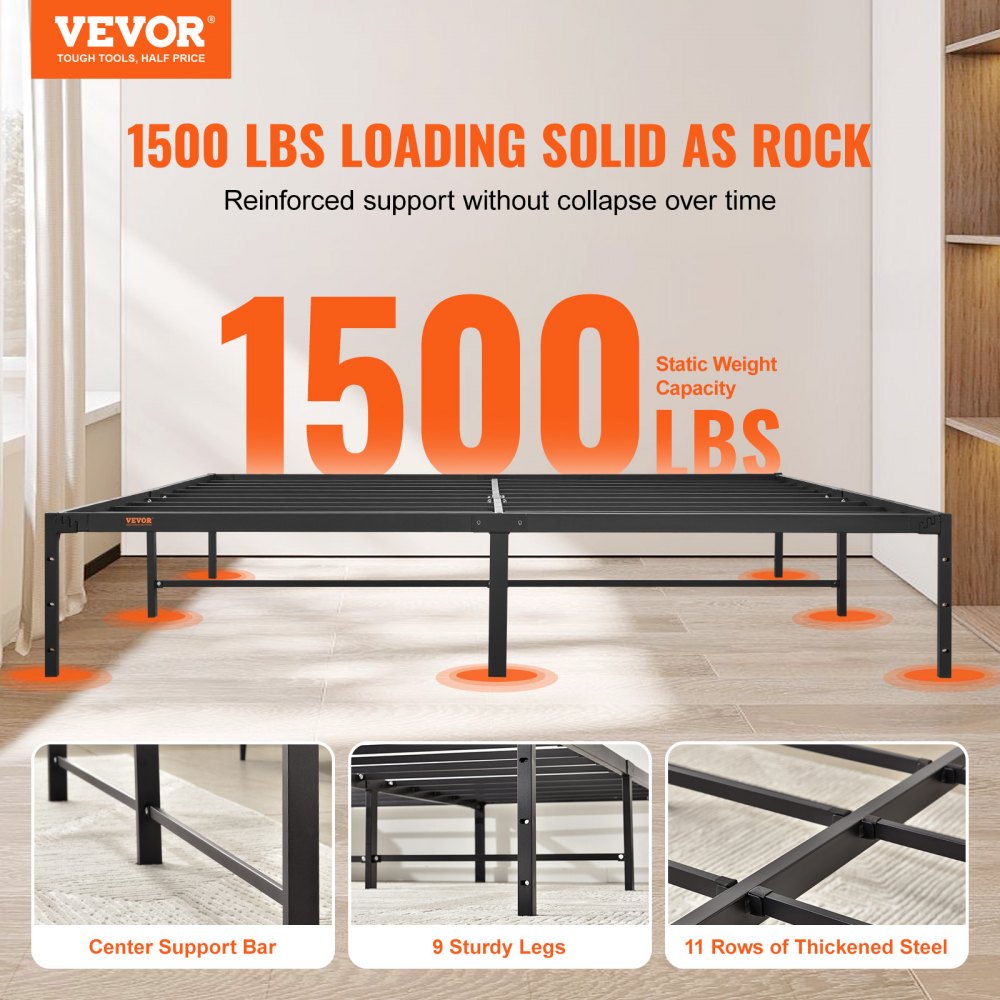 Sturdy platform bed store frame king