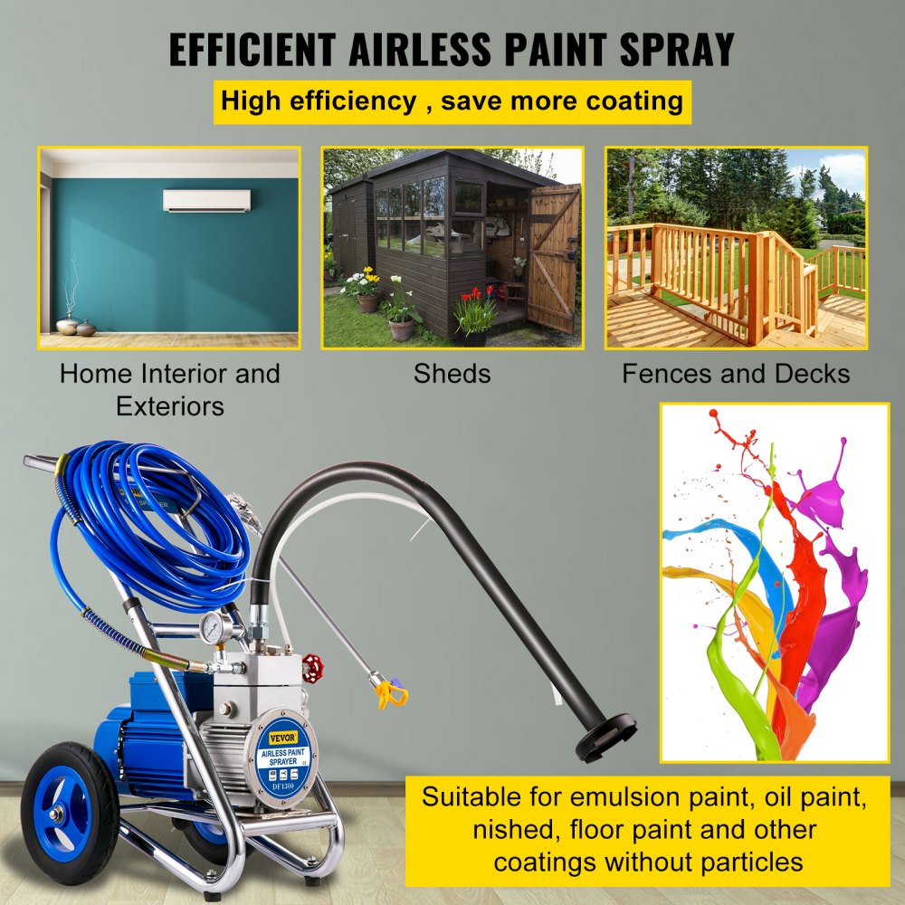 VEVOR VEVOR Cart Airless Paint Sprayer, 1500W Commercial Paint Sprayer