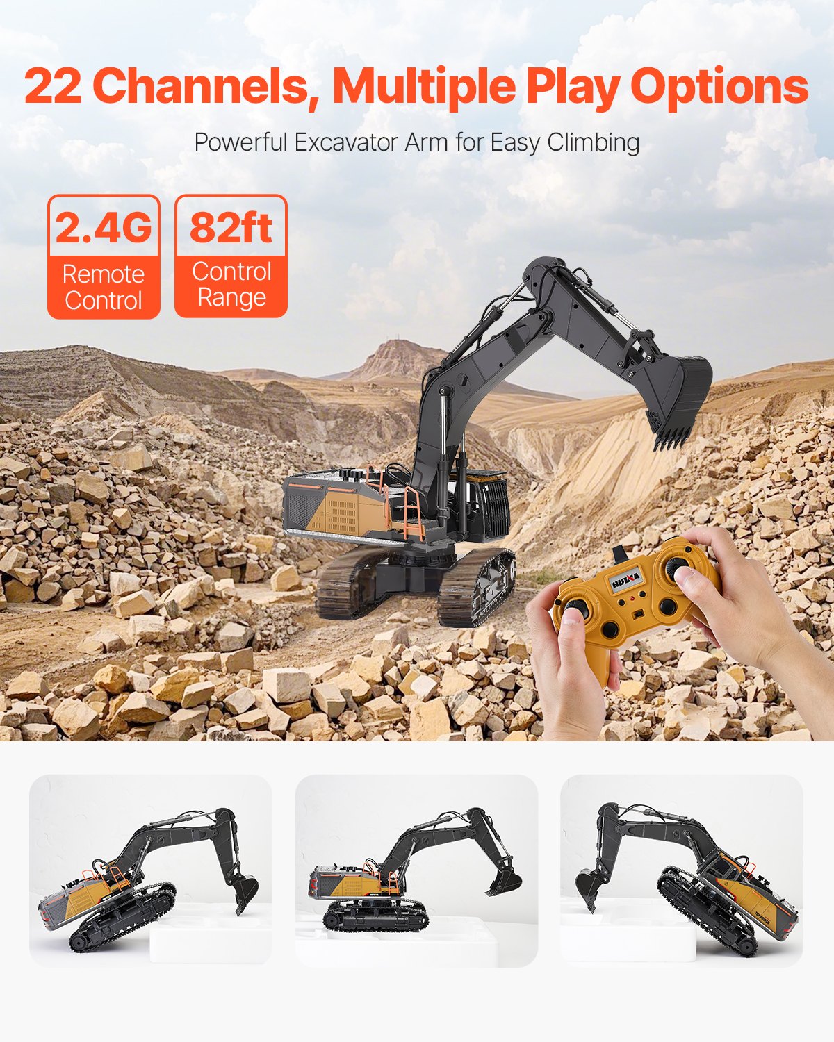 VEVOR Remote Control Excavator Toy – 22 Channel, 1:14 Scale