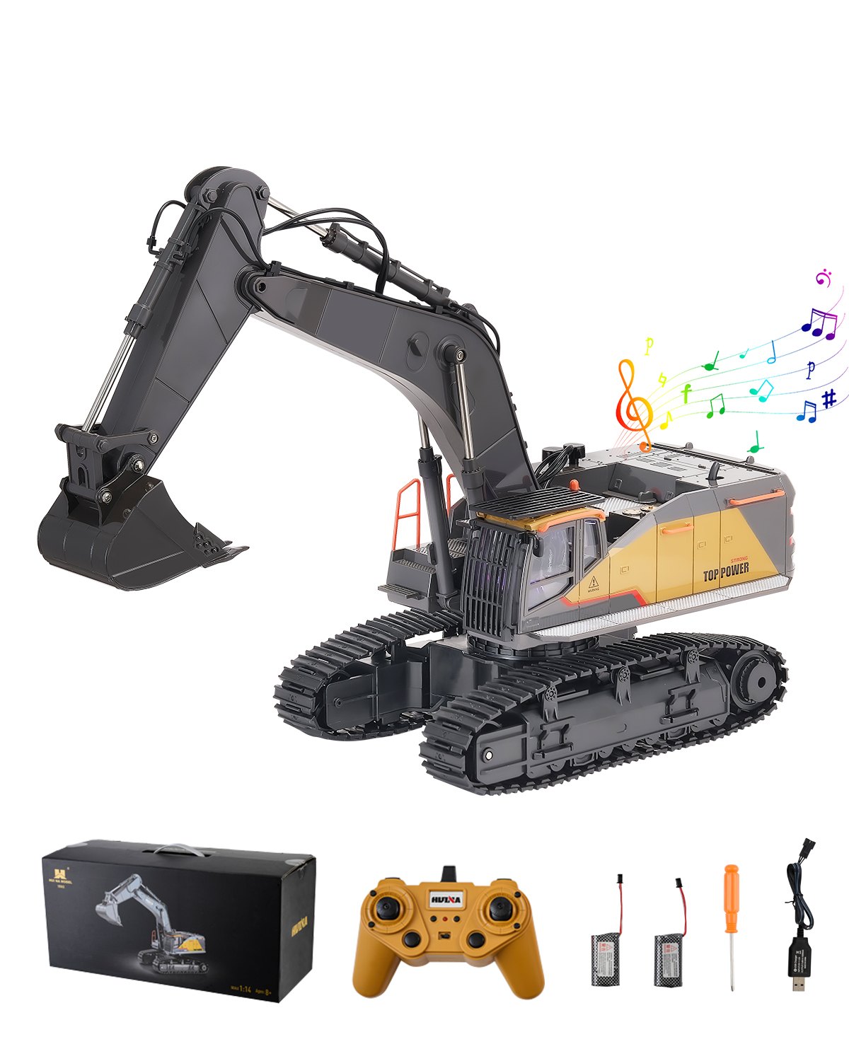 Remote Control Trackhoe VEVOR Remote Control Excavator Toy – 22 Channel, 1:14 Scale