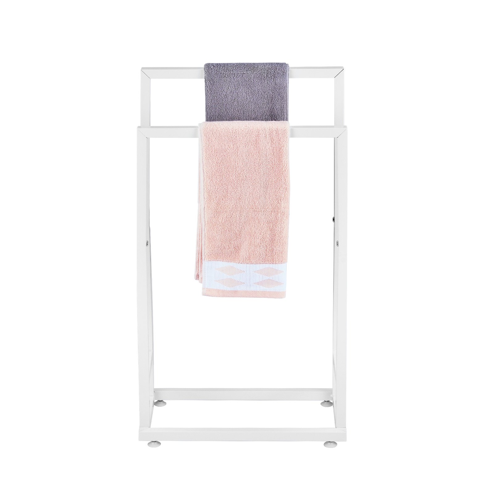 VEVOR Towel Rack, 2 Bars Metal Outdoor Towel Holder, Freestanding Pool ...