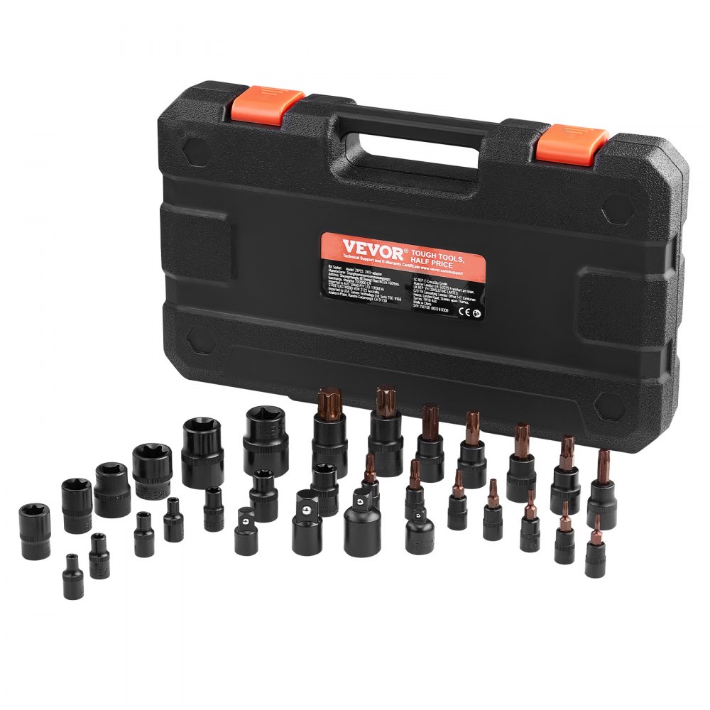 VEVOR Torx Bit Socket and External Torx Socket Set, 31-Piece T8-T70 and ...